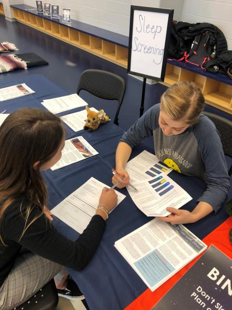 Picture of students participating in sleep screening